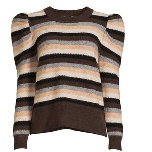 Time and Tru Women’s Striped Puff Sleeve Sweater
